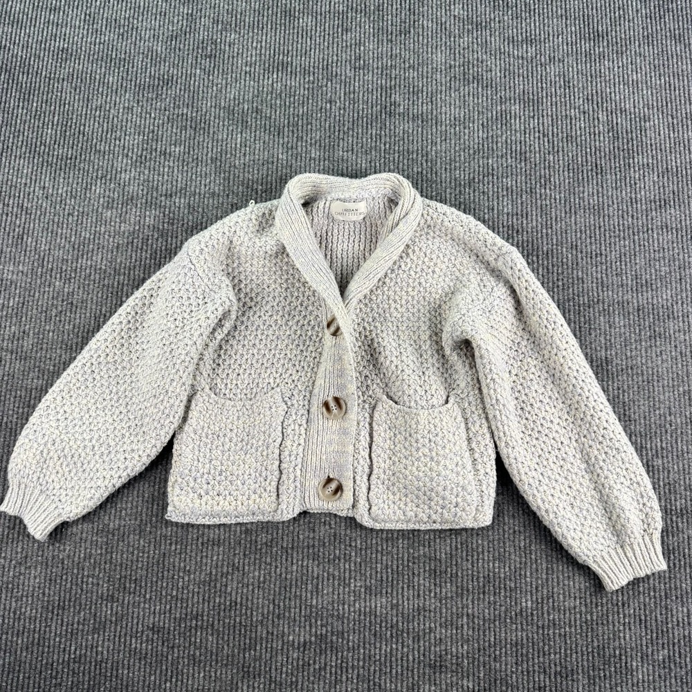 Urban Outfitters Cardigan Women XS Gray Chunky Knit Cropped Oversized Sweater